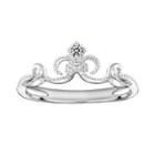 18k White Gold Diamond Mermaid Milgrain Crown Bridal Wedding Ring (0.05cttw)