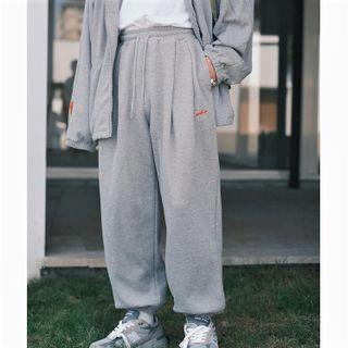 Letter Embroidered Wide-leg Jogger Sweatpants