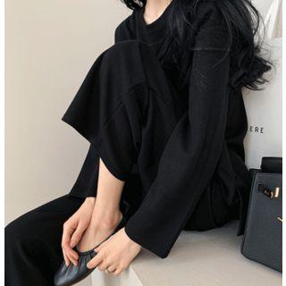 Loose-fit Knit Top & Wide-leg Pants Set