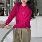 Puff-shoulder Embroidery Cardigan