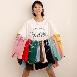 Short-sleeve Lettering Sleep Dress