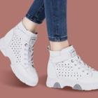 Faux-leather Cutout Lace-up Sneakers
