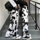 Cow Patterned Straight Fit Pants