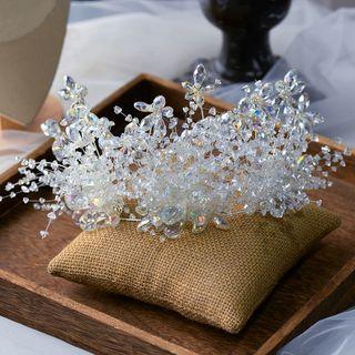 Rhinestone Flower Headpiece Silver - One Size