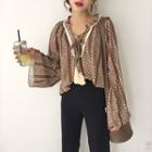 Pattern Loose-fit Long-sleeve Blouse