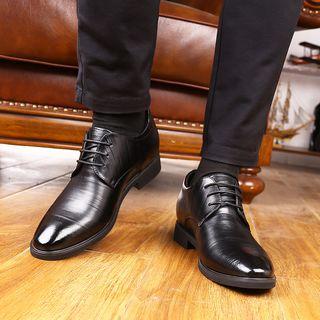 Genuine Leather Hidden Heel Lace-up Shoes