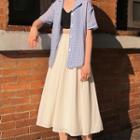 Plaid Short Sleeve Blouse / A-line Skirt