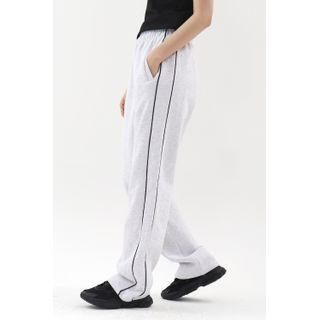 Piped Straight-leg Sweatpants Melange Gray - One Size