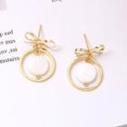 Scallop Disc Bow Hoop Earring 1 Pair - Stud Earrings - Gold - One Size
