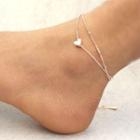 Heart Layered Anklet Rose Gold - One Size