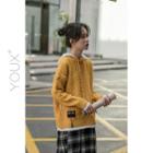Cable-knit Hoodie Yellow - One Size