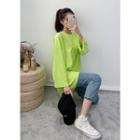 Tall Size Drop-shoulder Frayed Long T-shirt