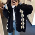Argyle Color Block Knit Jacket