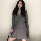 Notch Lapel Double-breasted Long-sleeve Dress