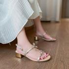 Rhinestone Butterfly Block-heel Sandals
