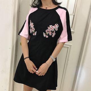 Flower Embroidered Short-sleeve Dress