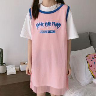 Set: Elbow-sleeve Long T-shirt + Tank Dress
