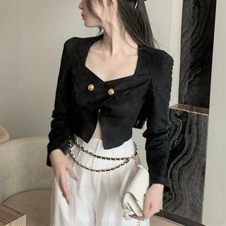 Long-sleeve Plain Slim Fit Top
