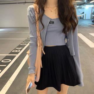 Tank Top / Jacket / Mini A-line Pleated Skirt