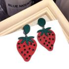 925 Sterling Silver Strawberry Dangle Earring 1 Pair - Silver Stud - Red - One Size