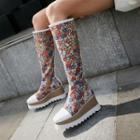Platform Embroidered Tall Boots