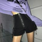 High-waist Lace-up Zip Shorts