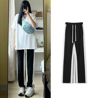 High Waist Two-tone Straight Leg Pants (various Designs)
