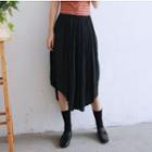 Pleated Midi Skirt Black - S