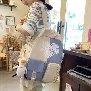 Two-tone Heart Print Backpack
