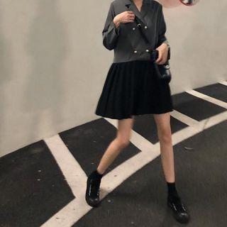 Double-breasted Minidress Dark Gray - One Size