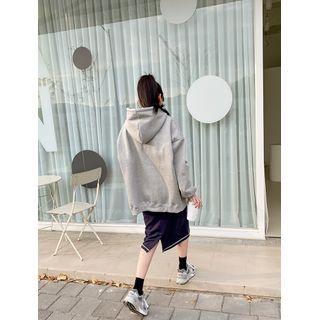 Button-front Napped Hoodie