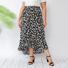 Plus Size Floral Print Midi Skirt