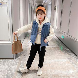Set: Printed Hoodie + Zip-up Fleece Vest + Jogger Pants