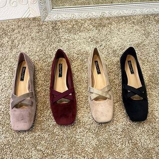 Velvet Square-toe Flats