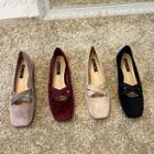 Velvet Square-toe Flats