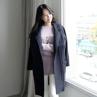 Notched-lapel Raglan-sleeve Cardigan