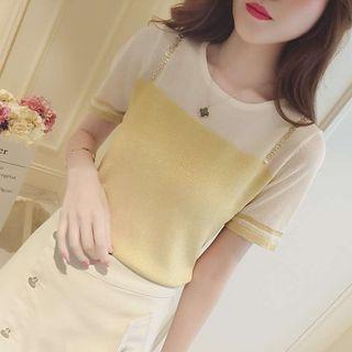 Chain Detail Short Sleeve Knit Top