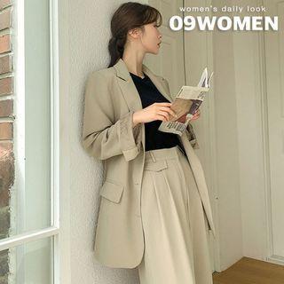 Plus Size Peaked-lapel Longline Blazer