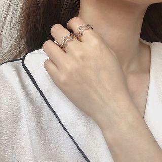 Alloy Layered Zigzag Open Ring Gold - One Size