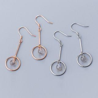 925 Sterling Silver Moonstone Hoop Dangle Earring