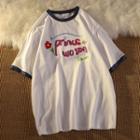 Lettering Print Ringer T-shirt