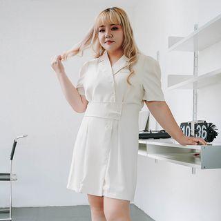 Short-sleeve Wrap Mini Shirt Dress