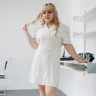 Short-sleeve Wrap Mini Shirt Dress