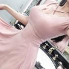 Short-sleeve Cross-strap A-line Minidress