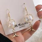Glass Ball Alloy Whale Tail Dangle Earring