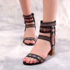 Genuine Leather Block Heel Gladiator Sandals