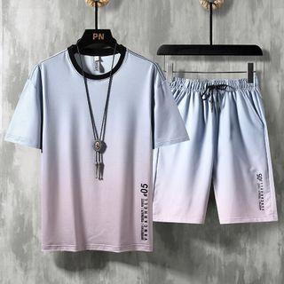 Set: Short-sleeve Gradient T-shirt + Shorts