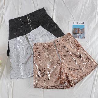 Sequined High Waist Shorts
