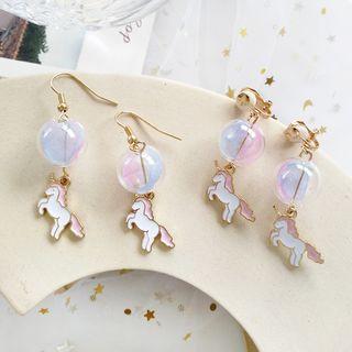 Unicorn & Glass Ball Dangle Earring