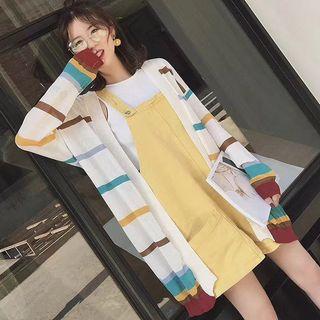 Striped Open-front Knitted Jacket